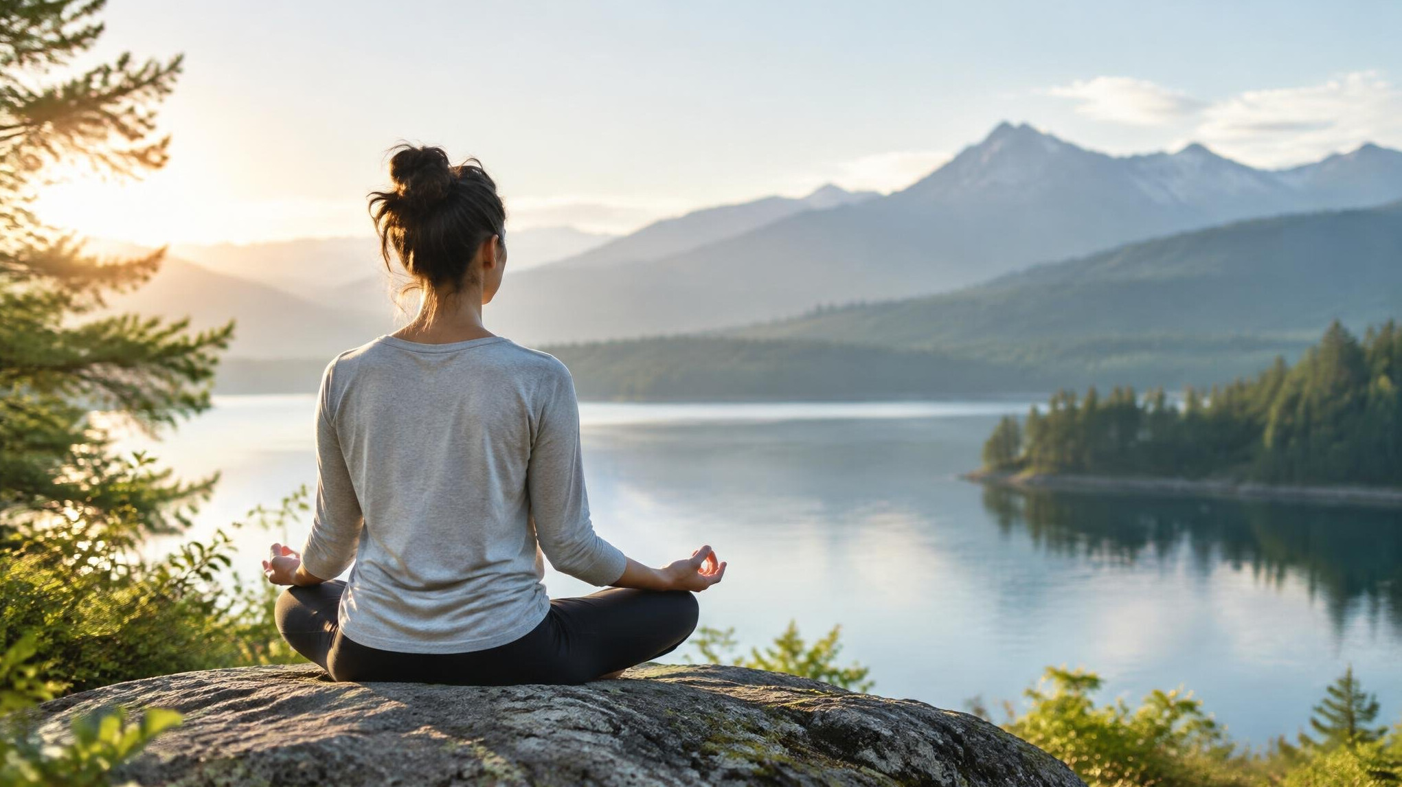 person meditating outdoors